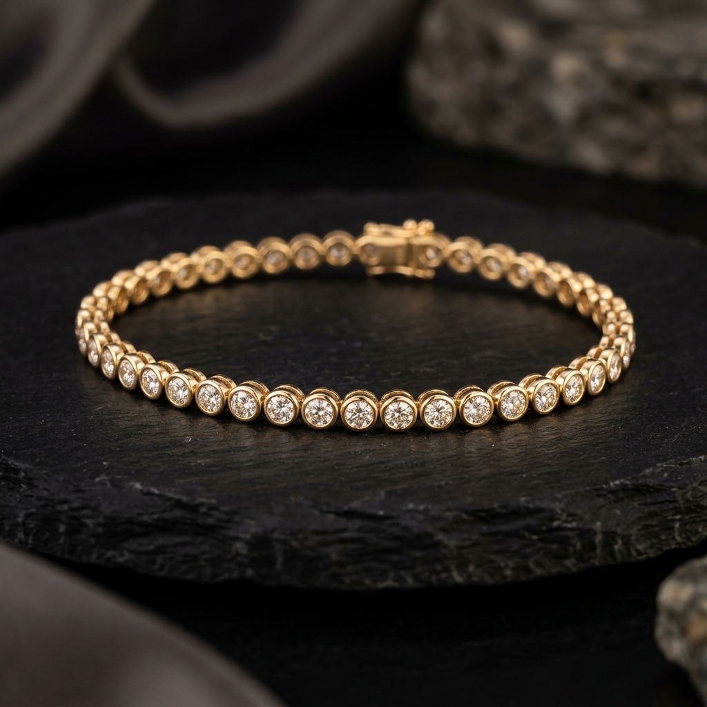 Rivière Tennis Bracelet with diamonds in gold