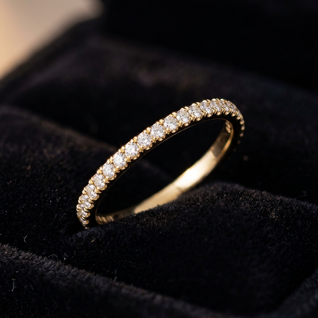 Eternal Diamond Ring in 18K gold with pavé diamonds